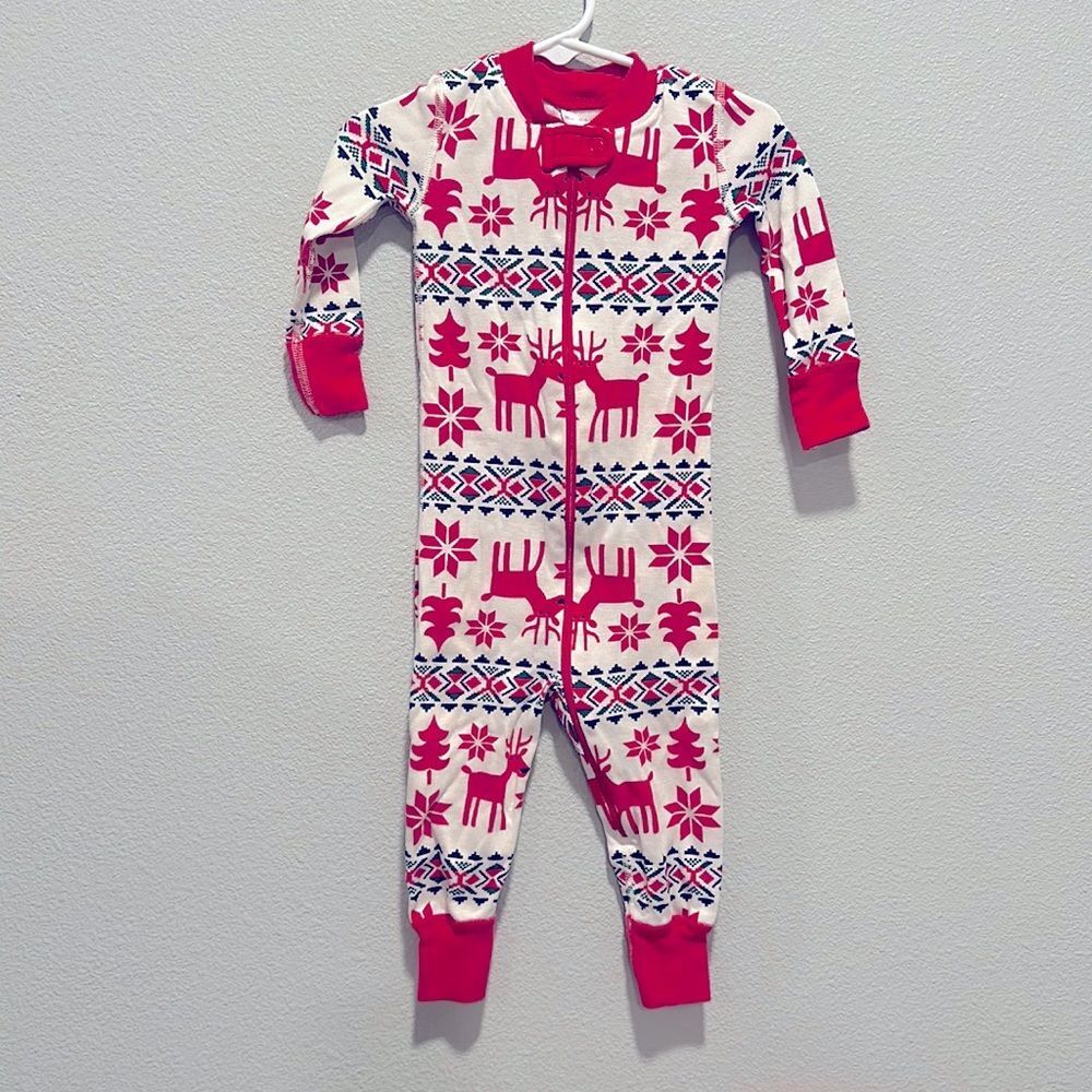 Hanna Andersson Dear Deer Zip Up PJs Sz‎ 80cm 18-24m
